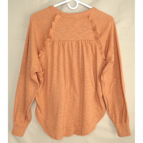 NWT Anthropologie Pilcro Diana Ruffled Raglan Long Sleeve Pullover Orange Sz XXS - Picture 5 of 14